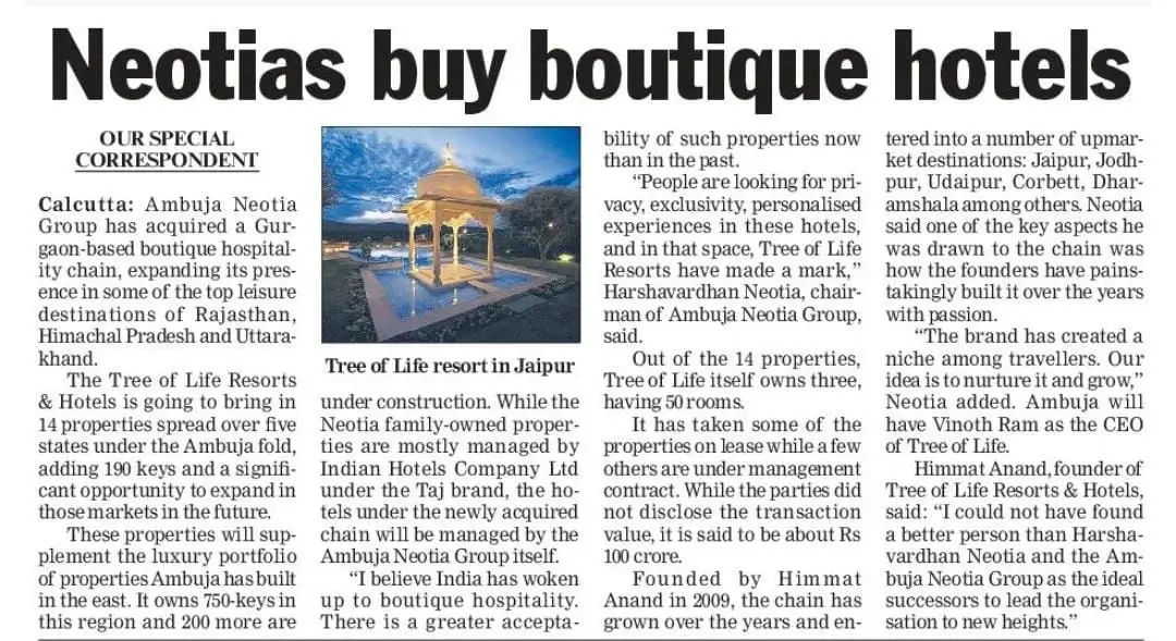 Neotias buy Boutique Hotels ~ The Telegraph