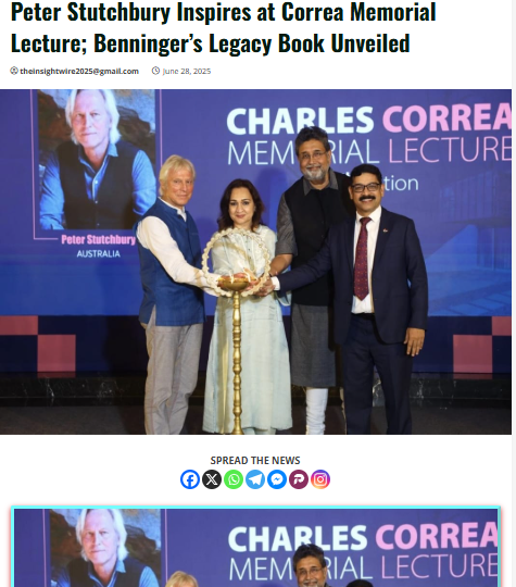 Peter Stutchbury Inspires at Correa Memorial Lecture; Benninger’s Legacy Book Unveiled
