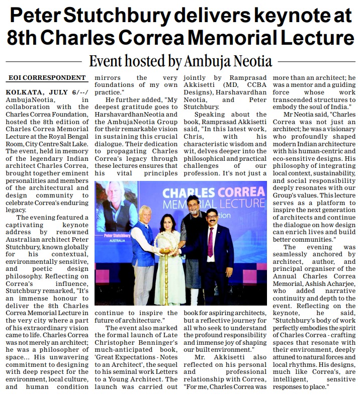 Peter Srutchbury delivers keynotes at 8th Charles Correa memorial lecture