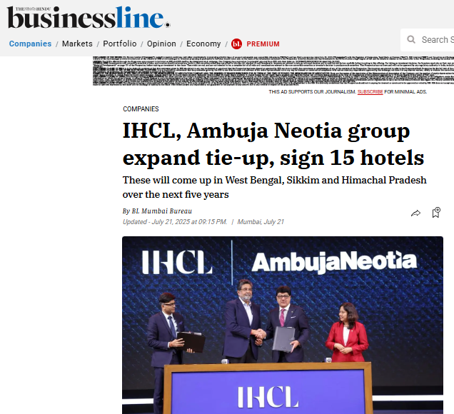 IHCL, Ambuja Neotia group expand tie-up, sign 15 hotels - Businessline