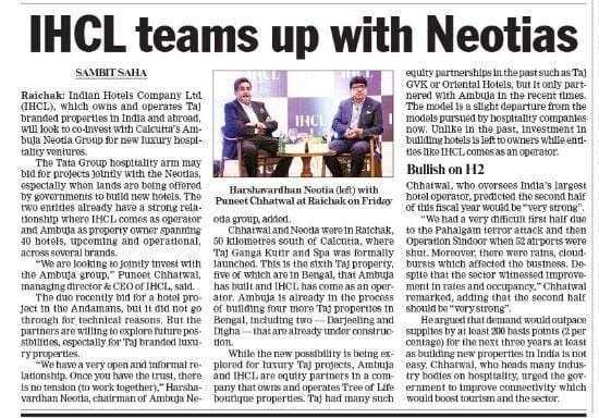 IHCL teams up with Neotias to expand Taj footprint, eyes new projects