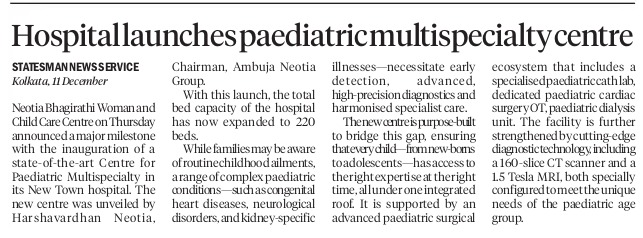Hospital launches paediatric multispecialty centre