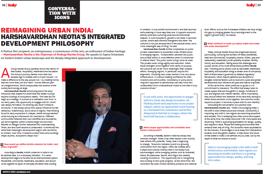 Reimagining urban india: Harshavardhan Neotia’s integrated development philosophy - Realty+