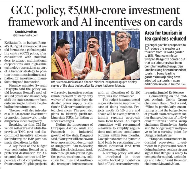 GCC policy, ₹5000-crore investment framework and AI incentives on cards -  TOI