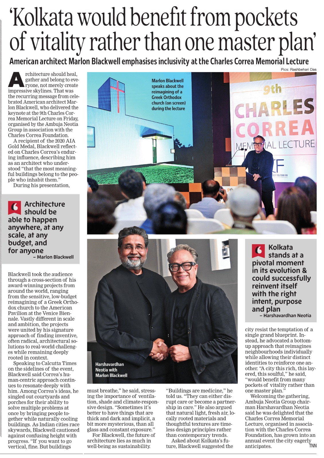'Kolkata would benefit from pockets of vitality rather than one master plan' - Calcutta Times