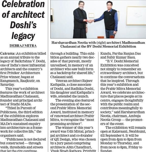 Celebration of architect Doshi’s legacy - The Telegraph